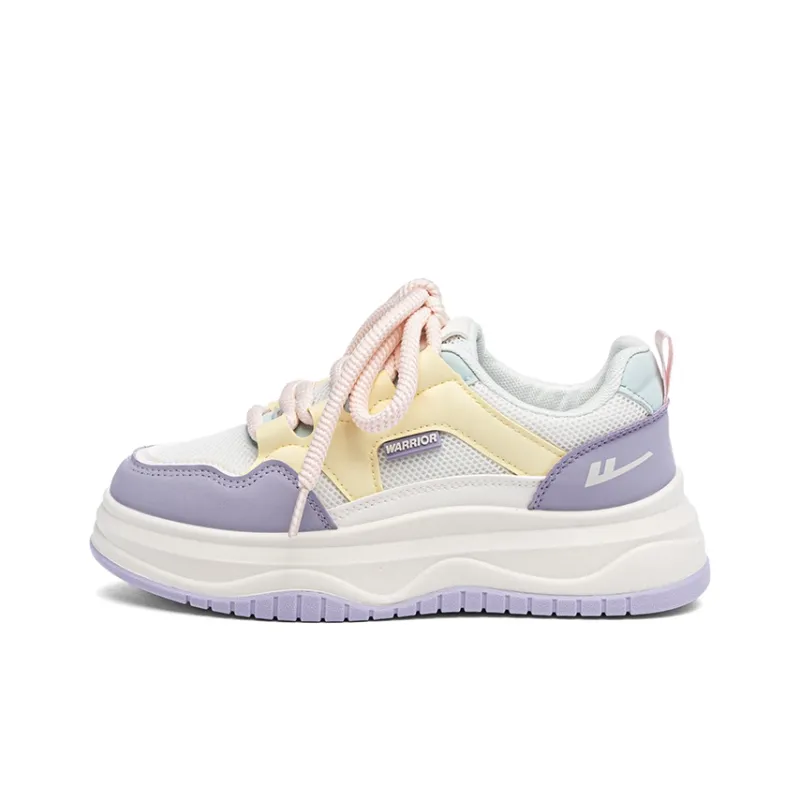 Warrior Anti Slip Wear Resistant Low Top Skateboard Shoes Women's Beige Yellow Purple-0