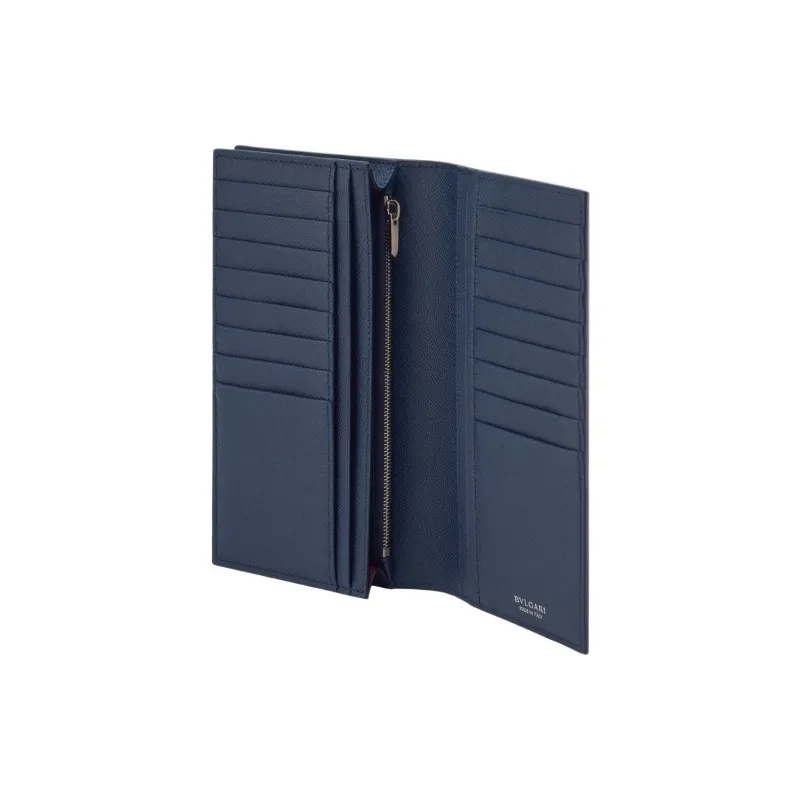 BVLGARI Series Cow Leather Wallet Tubas Men's Blue-2