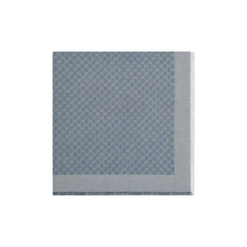 GUCCI Wool, Cotton, Silk Knit Scarves Women's Blue-1
