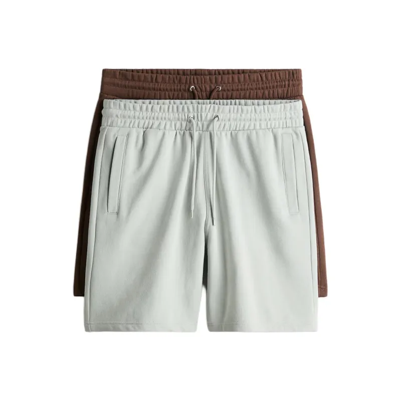 H&M Sports Shorts Men 2 Pack Brown+Green-0
