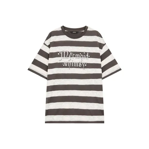 ELF SACK T Shirts Women's Gray Lace Stripes