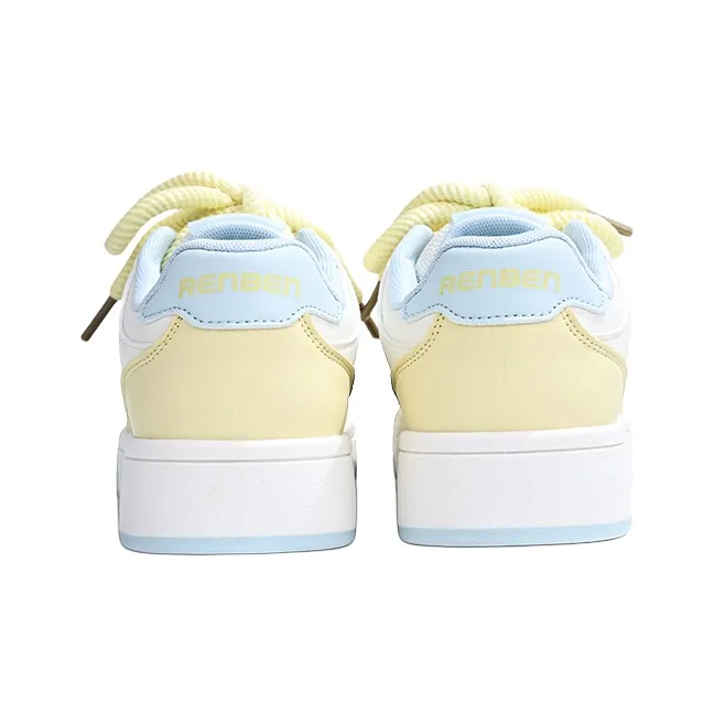 RENBEN Balanced Lightweight Low Top Skateboard Shoes Women's Yellow Blue-4