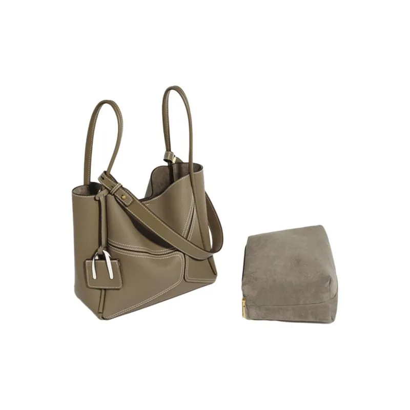 KAISER Top Grain Cow Leather Crossbody One Shoulder Handbag Women's Black/Elephant Gray-4