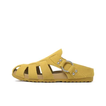 CAMEIDO Rubber Sole Slip Resistant Closed Toe Slippers Women's Yellow