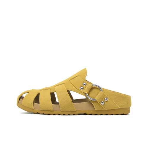 CAMEIDO Rubber Sole Slip Resistant Closed Toe Slippers Women's Yellow