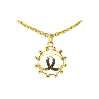 CHANEL 20th Century Plated Cc Round Pendant Necklace Costume Necklace