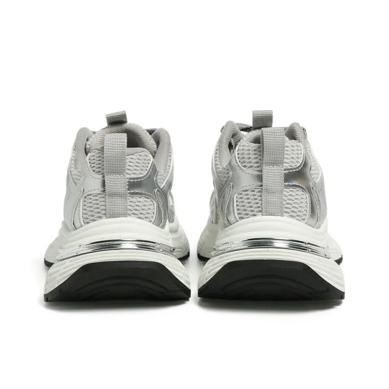 FOREVER 21 Shock Absorbers With Abrasion Resistant And Slip Resistant Properties Low Top Chunky Sneakers Women's Silver-5