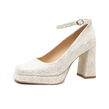 GOSO Chunky Heel High Heels Women's Gold
