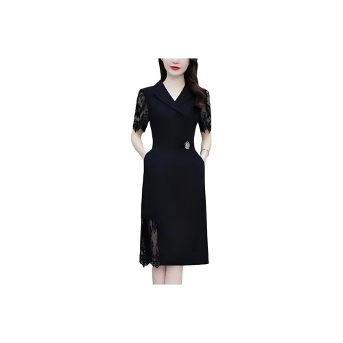 Flowers In Water Short Sleeved Dress Women's