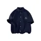 [Ice Silk Shirt]Navy Blue (Geometric Red Beans Chest Logo)