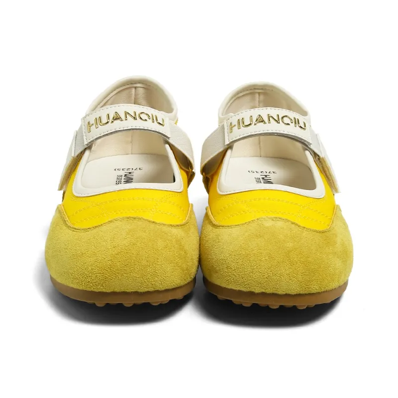HUANQIU Wear resistant, Lightweight, Breathable, And Non slip. Low Top Casual Shoes Women's Yellow-3