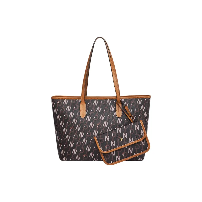 Narandu PVC Tote Bag, Shopping Bag, Mom Bag, Women's Bag, Shoulder Bag Tubas Women's Brown/Cream White-11