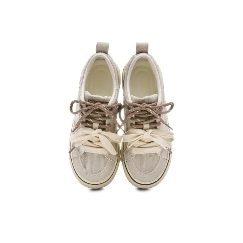 Ordifen Low Top Canvas Shoes Women's Starlight Beige Gold-2