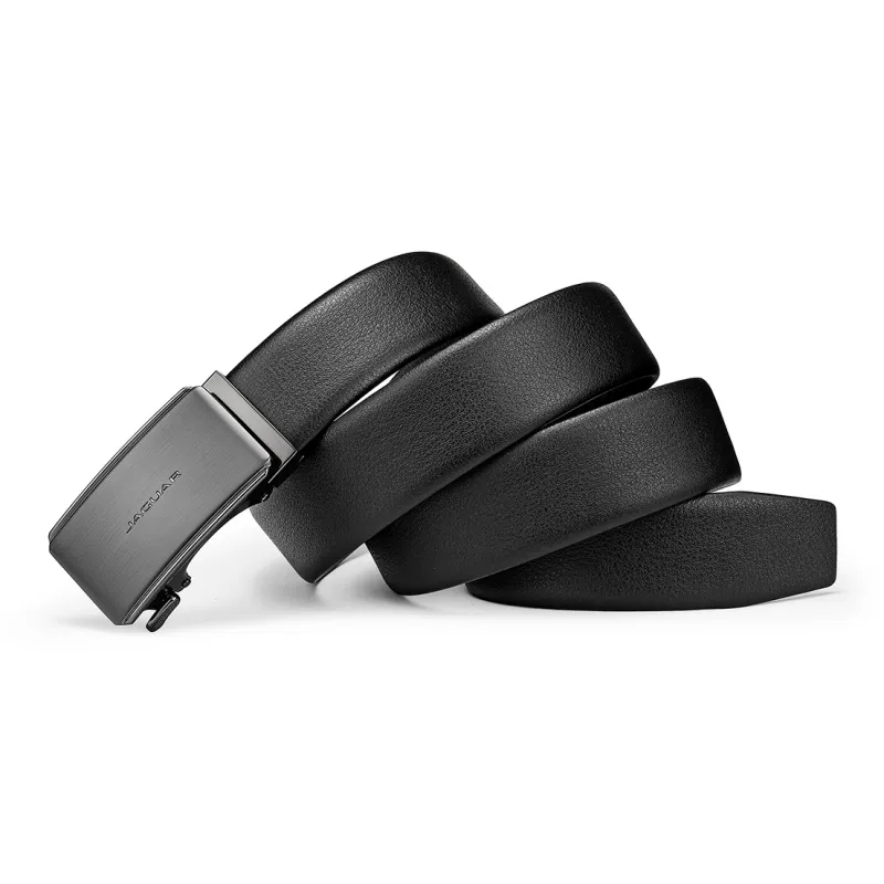 JAGUAR Top Grain Cow Leather Belts Men's Black 3.55cm-6