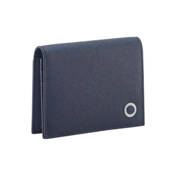 BVLGARI Calfskin Card Holder Mini Men's Blue