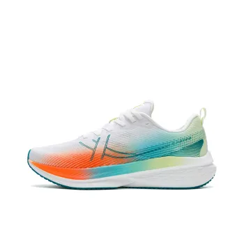 XTEP Anti Slip Wear Resistant Low Top Running Shoes Men's Classic White/Light Red Orange/Lake Blue Green