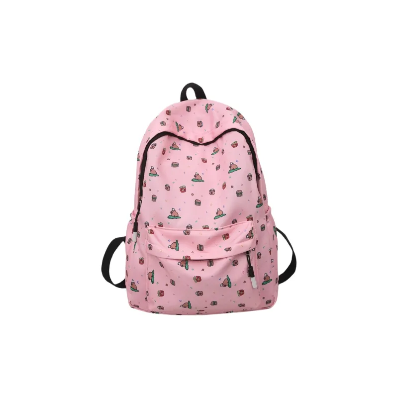 AIBAG Nylon Backpack Unisex Black/White/Brown/Red/Pink-22