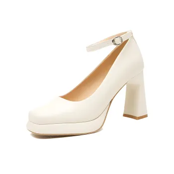 GOSO Chunky Heel High Heels Women's Ecru