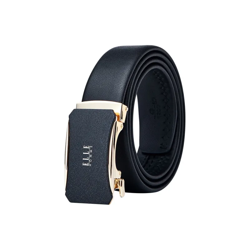 ELLE HOMME Top Grain Cow Leather Belts Men's Gunmetal, Gold, Silver 3.5cm-5