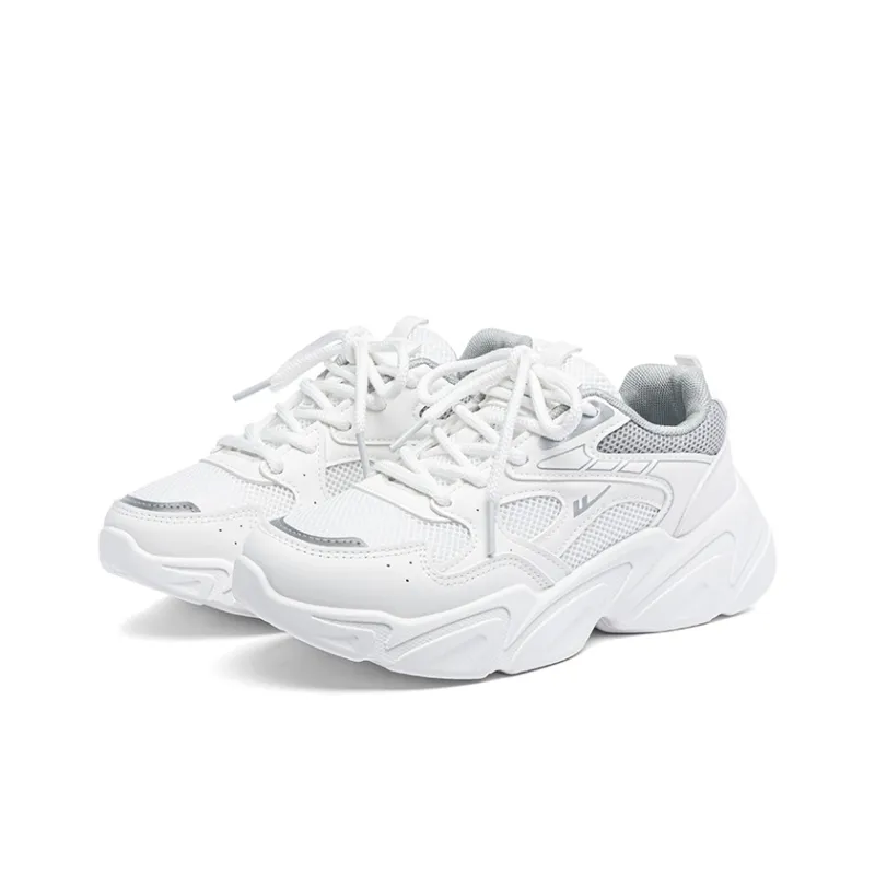 Warrior Cushioning, Wear Resistant Low Top Casual Running Shoes Women's White Gray-2