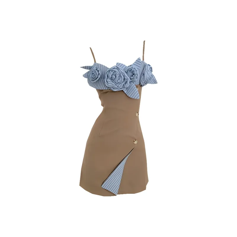 DOSOHEB Slip Dresses Women's Khaki-0