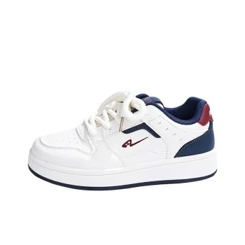 RENBEN Non slip Lightweight Low Top Skateboard Shoes Women's Beige Dark Blue