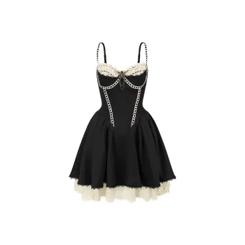 Udon House Slip Dresses Women's Black