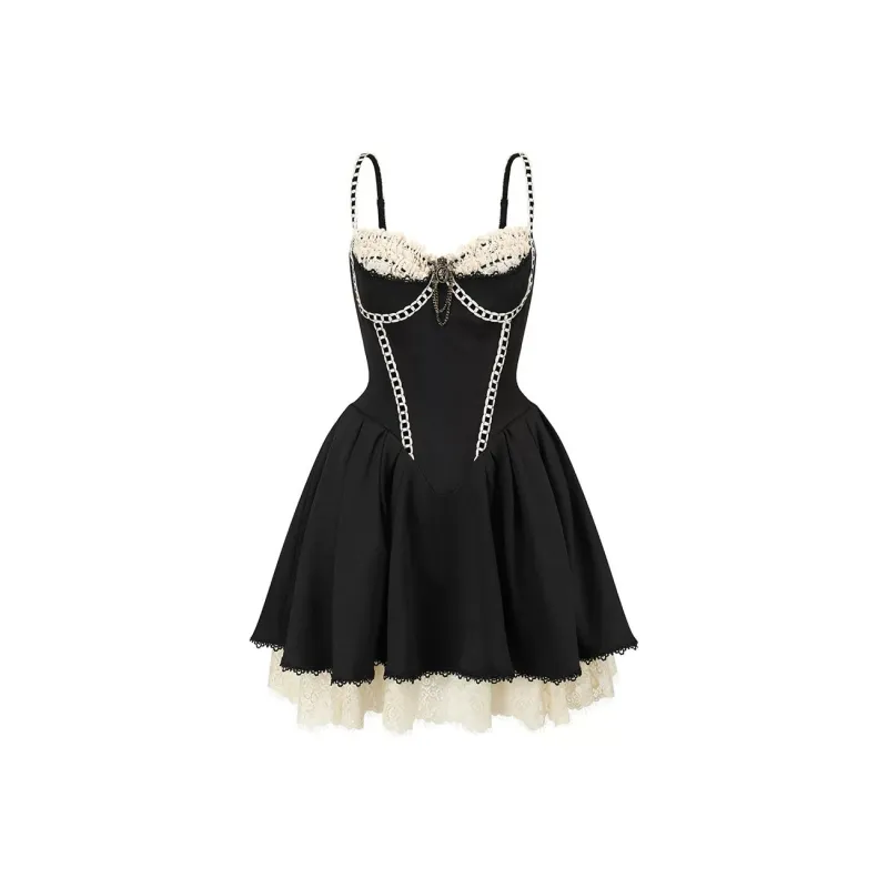 Udon House Slip Dresses Women's Black-0