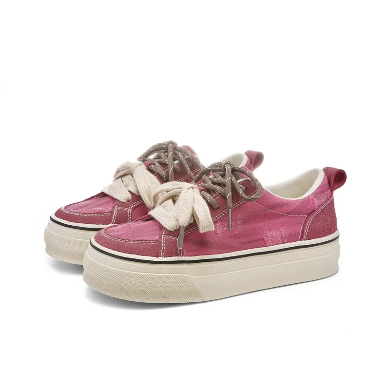 Ordifen Low Top Canvas Shoes Women's Dragon Fruit Red-1
