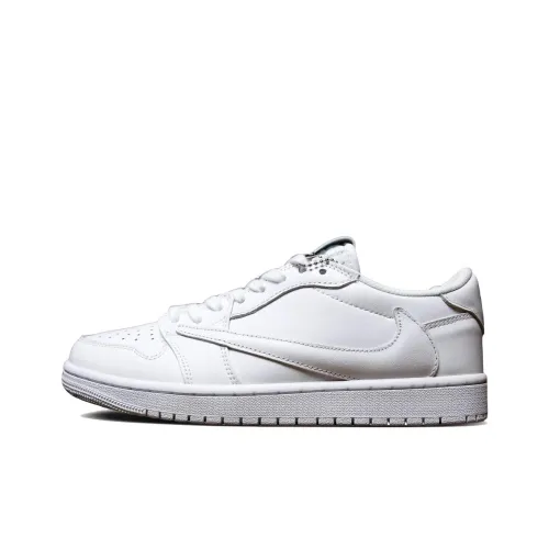 Travis Scott x Jordan Air Jordan 1 Anti Slip Wear Resistant Low Top Casual Shoes Unisex White