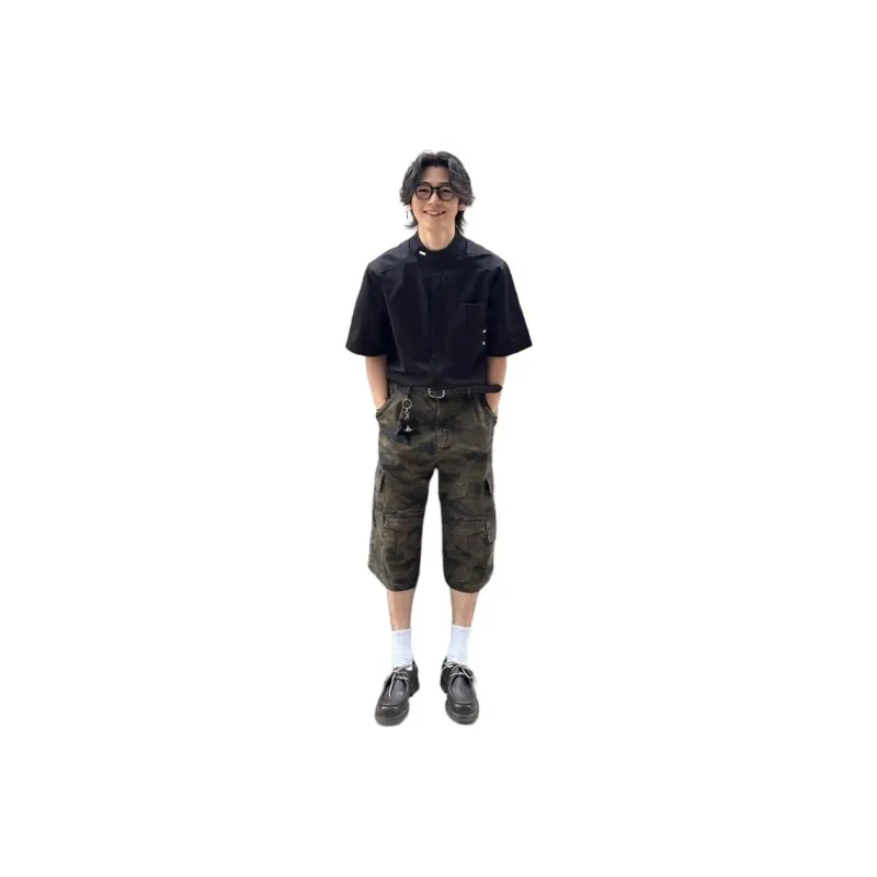 DUATOGE Denim Shorts Men Camouflage -0