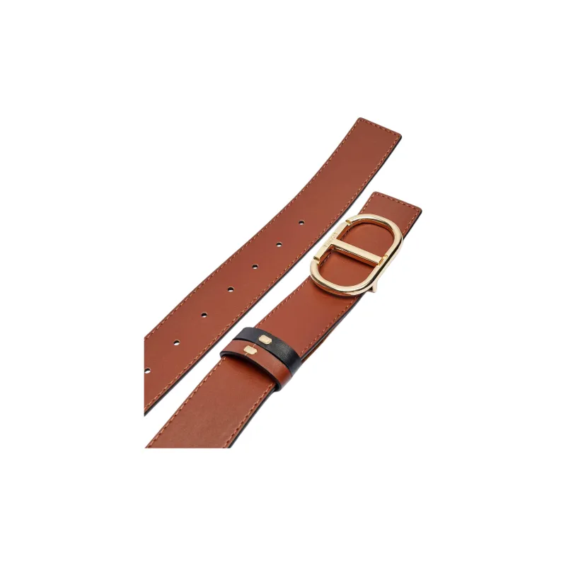 TWINSET MILANO Cow Leather Belts Unisex Umber Width 4 Cm-1