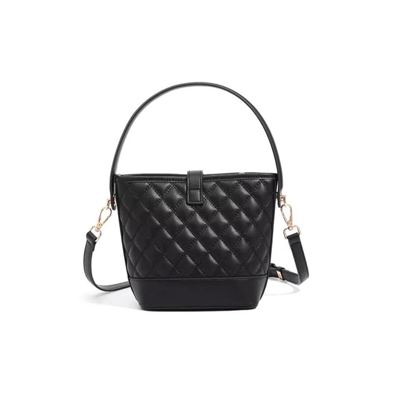 CLEVER& KETCH PU One Shoulder Bucket Handbag Women's Black/White-2