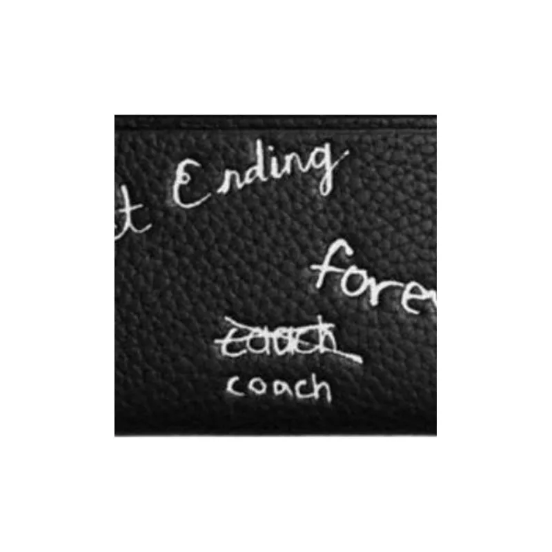 COACH Leather Card Holder Unisex Black-3