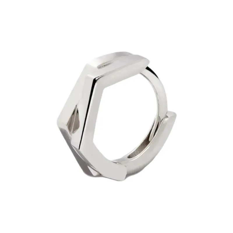 REPOSSI JOAILLIERS 18kt White Gold Antifer Two row Single Hoop Earring-0