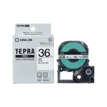 KING JIM Tepra PRO White Label/Black Text Stationery Tape