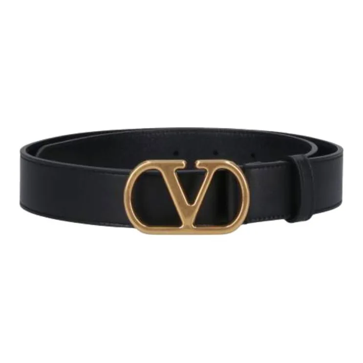 Valentino Calfskin Leather Belts Men's Black -0