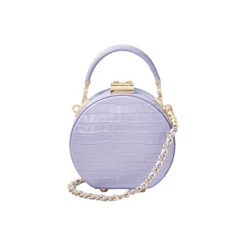 Aspinal Of London Cow Leather Round Bag Shoulder Bag Handbag Mini Women's Lavender