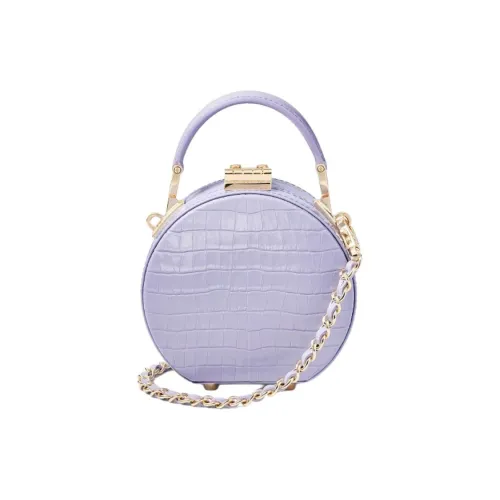 Bum Bags & Belt Bags Cow Leather Round Bag Shoulder Bag Handbag Mini Women's Lavender