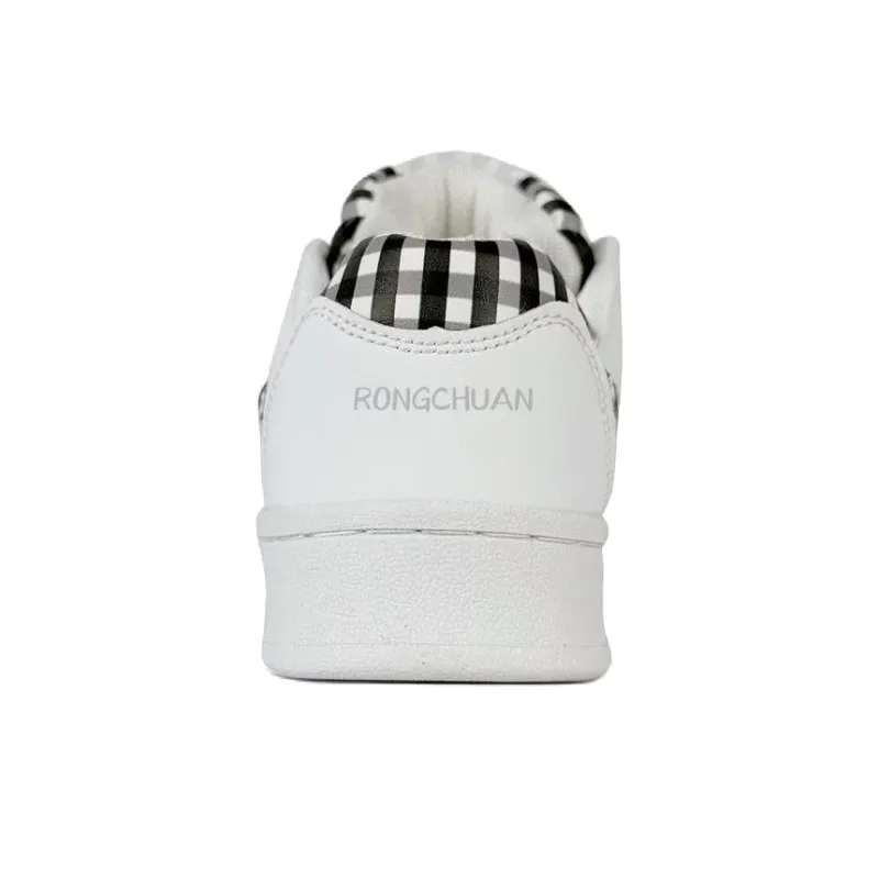 Rongchuan Slip Resistant, Abrasion Resistant, Lightweight Low Top Skateboard Shoes Unisex White Pink Square-10