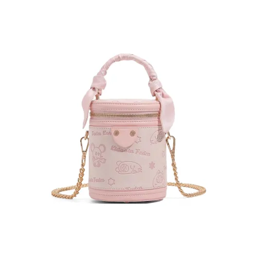 CLEVER& KETCH PU Handbag Cylinder Bag Wallet On Chain Women's Ecru/Pink