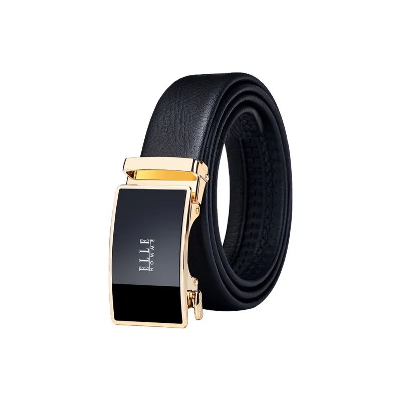 ELLE HOMME Top Grain Cow Leather Belts Men's Gunmetal, Gold 3.5cm-4