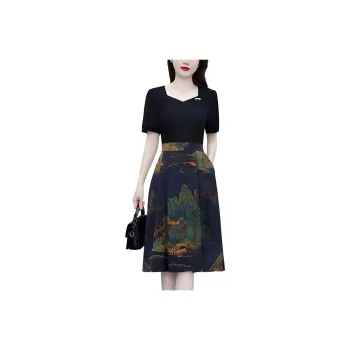 Flowers In Water Short Sleeved Dress Women's
