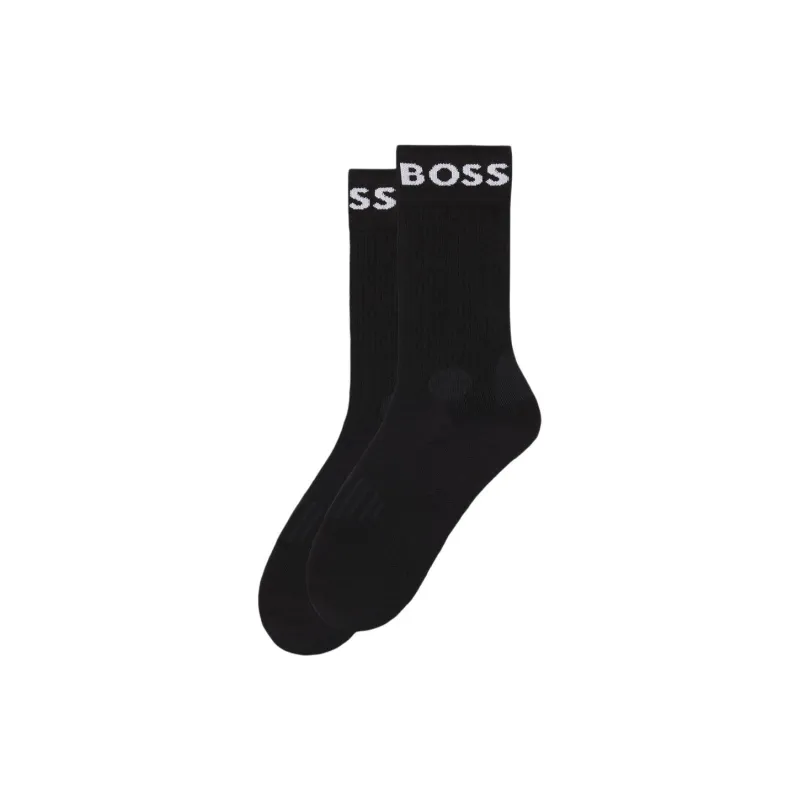 HUGO BOSS Mid Calf Socks Men's 2 Pack Black-0
