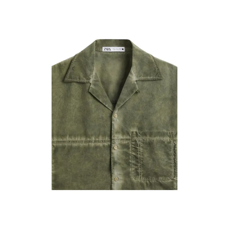 ZARA Short Sleeved Shirt Men's Khaki-4