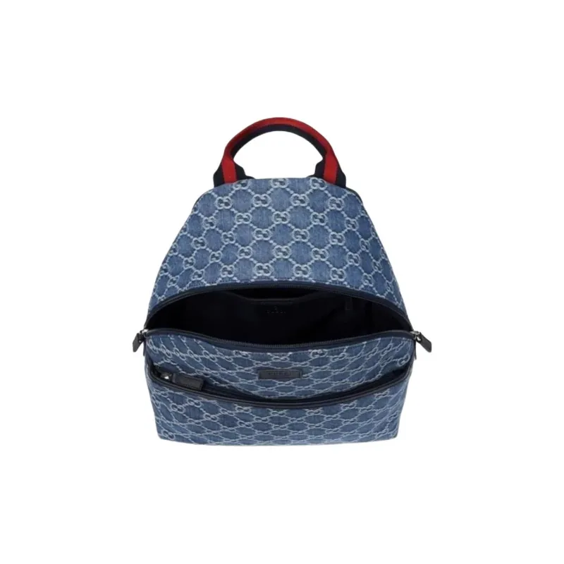 GUCCI Leather Binding Backpack Kids' Blue-1