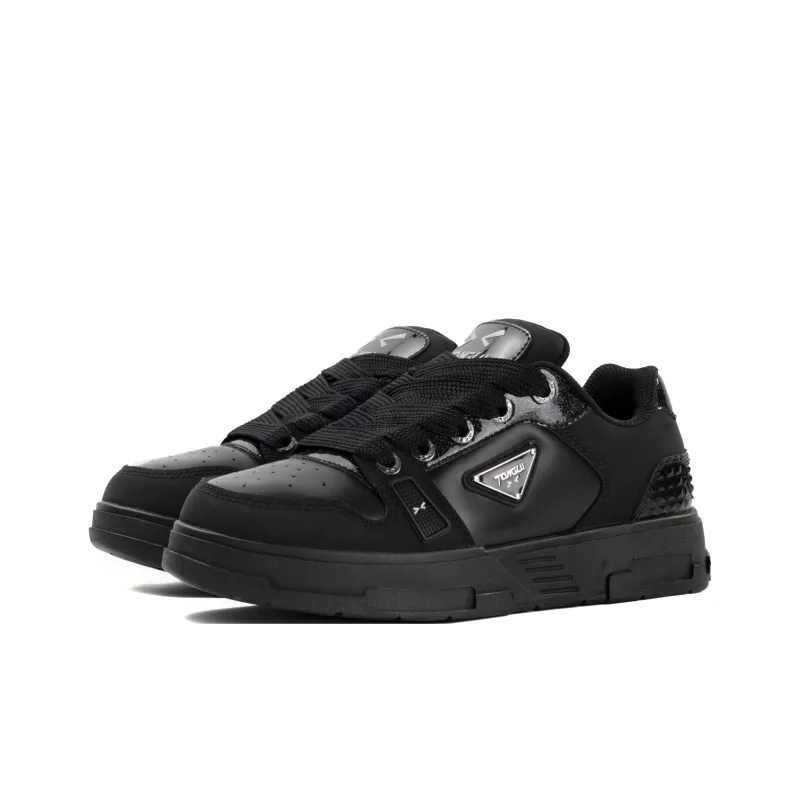 Same Way Slip Resistant, Abrasion Resistant, Lightweight Low Top Skateboard Shoes Unisex Black-1