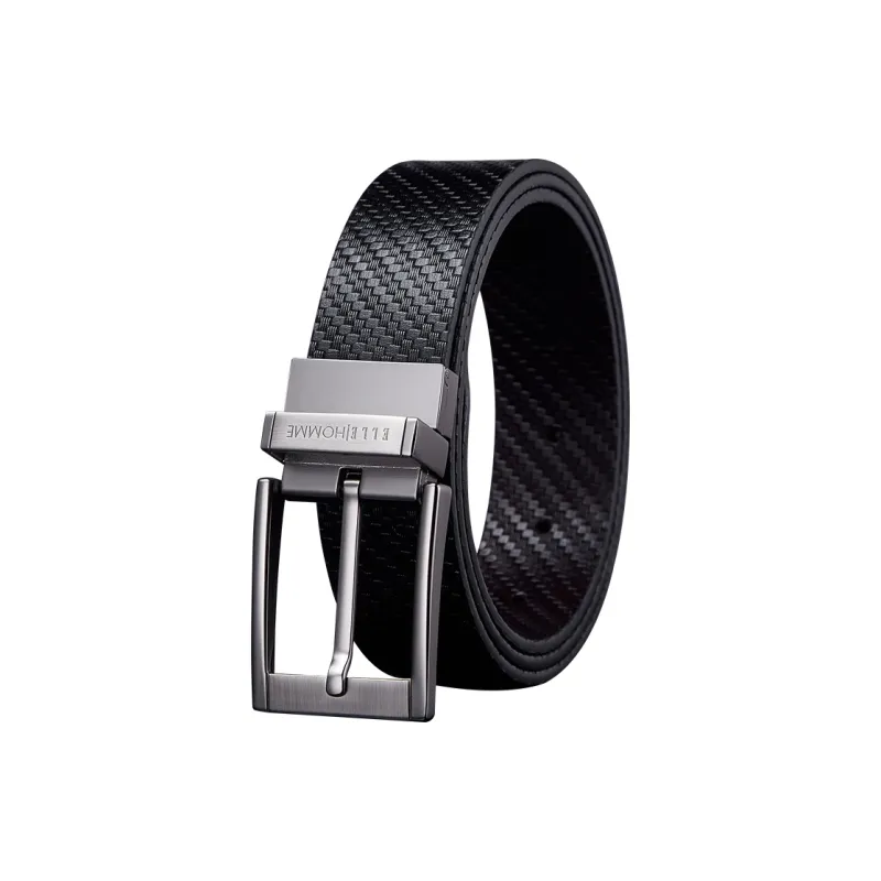 ELLE HOMME Cow Leather Belts Men's Gunmetal 3.3cm-0