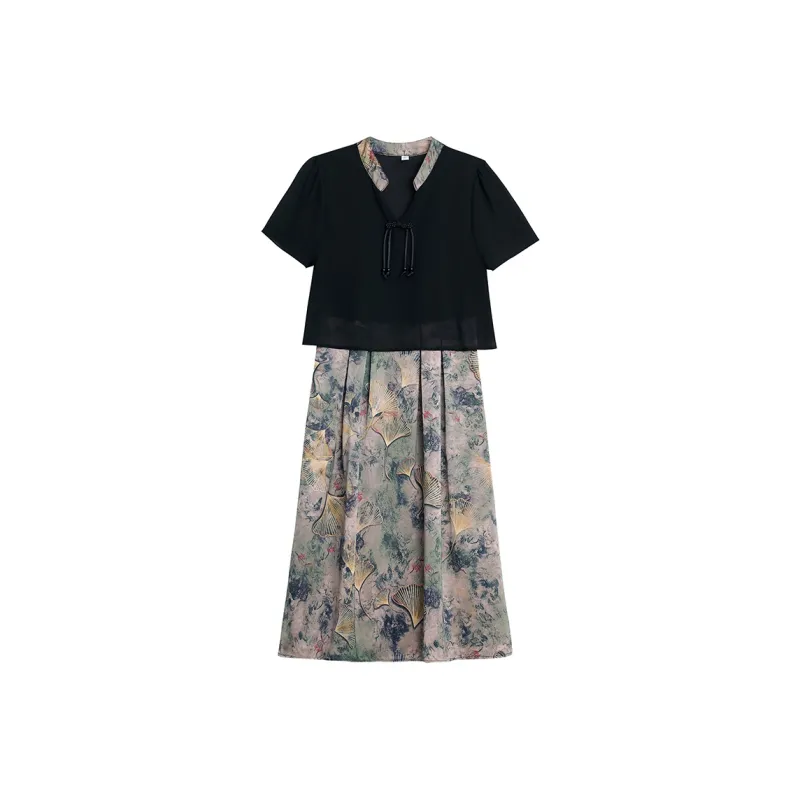 Flowers In Water Short Sleeved Dress Women's-2