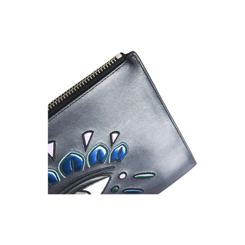 KENZO Calfskin Clutch Women's Black-6